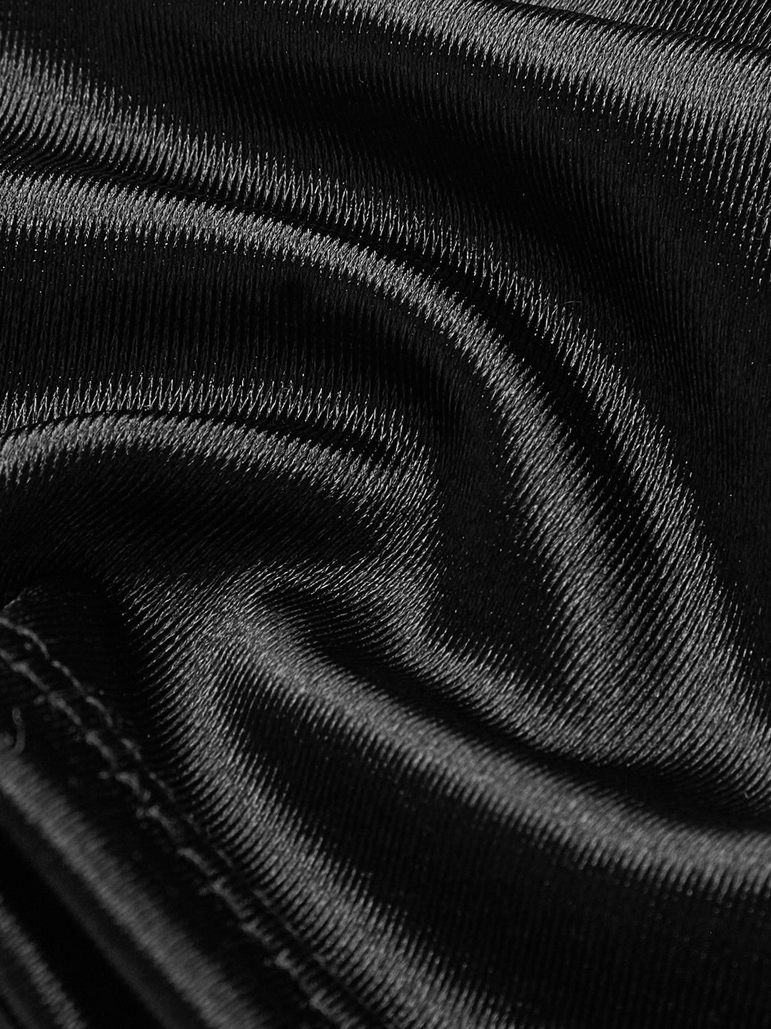 Black satin top with thin straps and V-neck