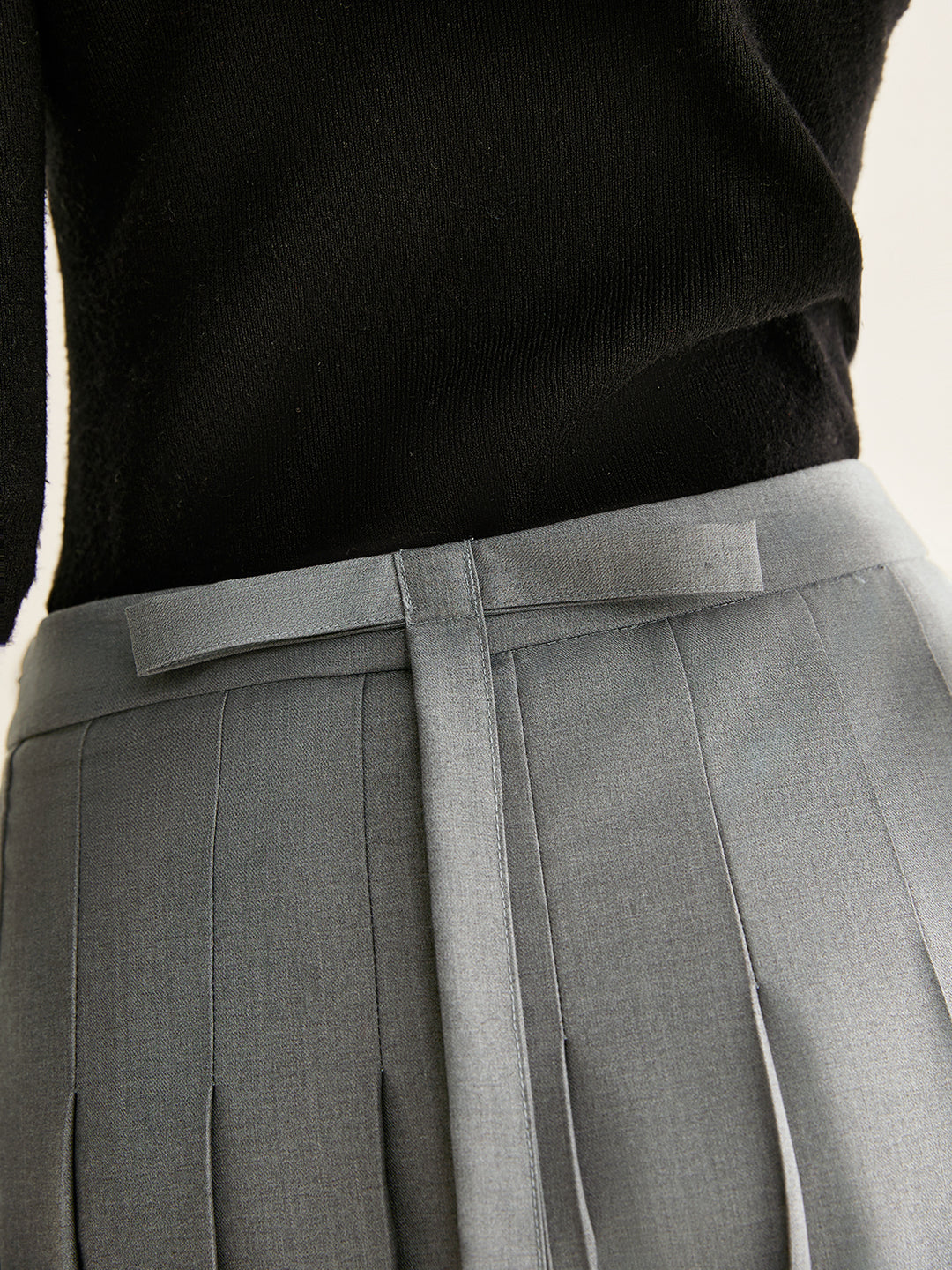 Grey pleated midi skirt