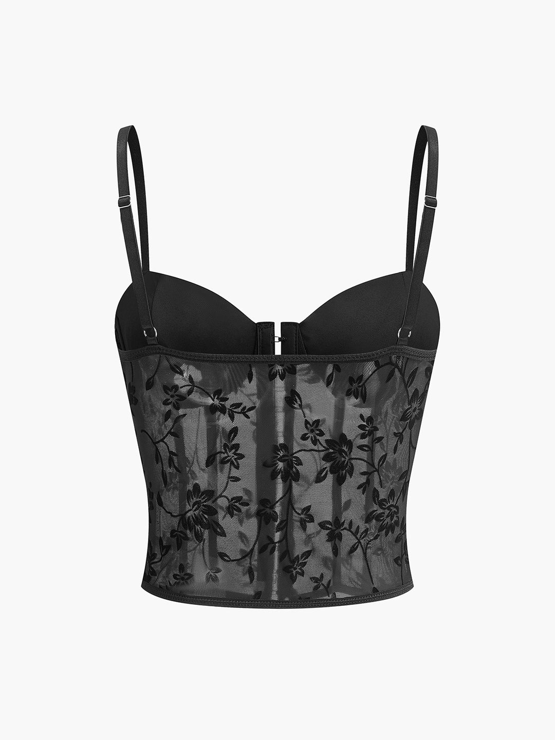 Black floral mesh corset