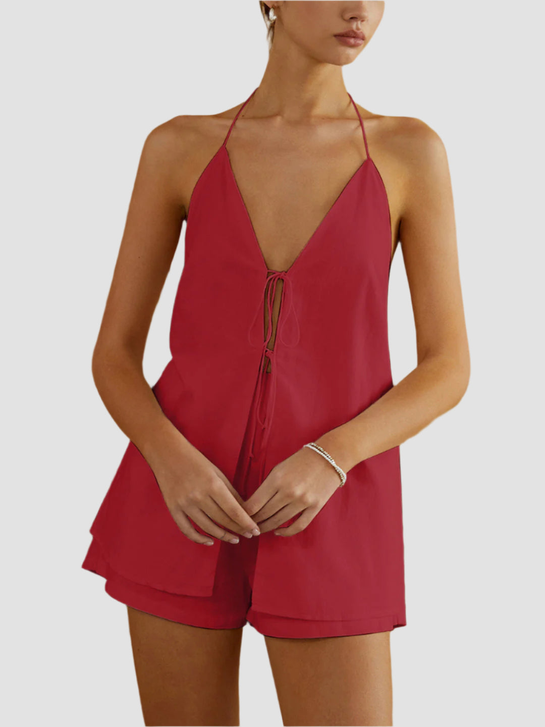 Halterneck top and shorts set