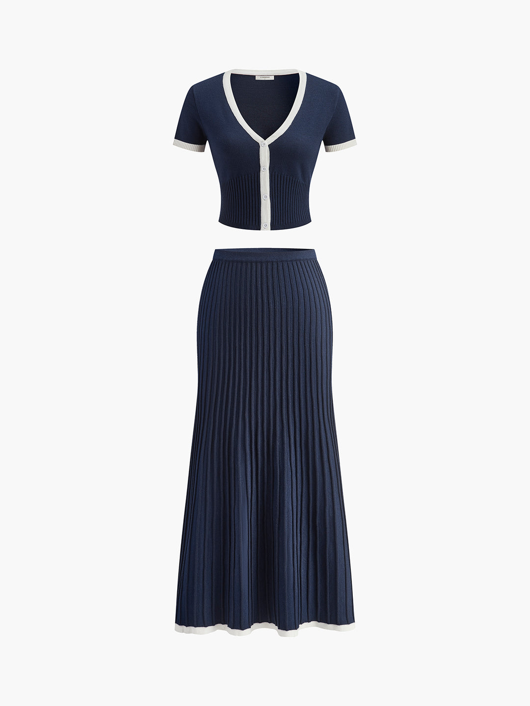 Knitted set with top and pleated skirt