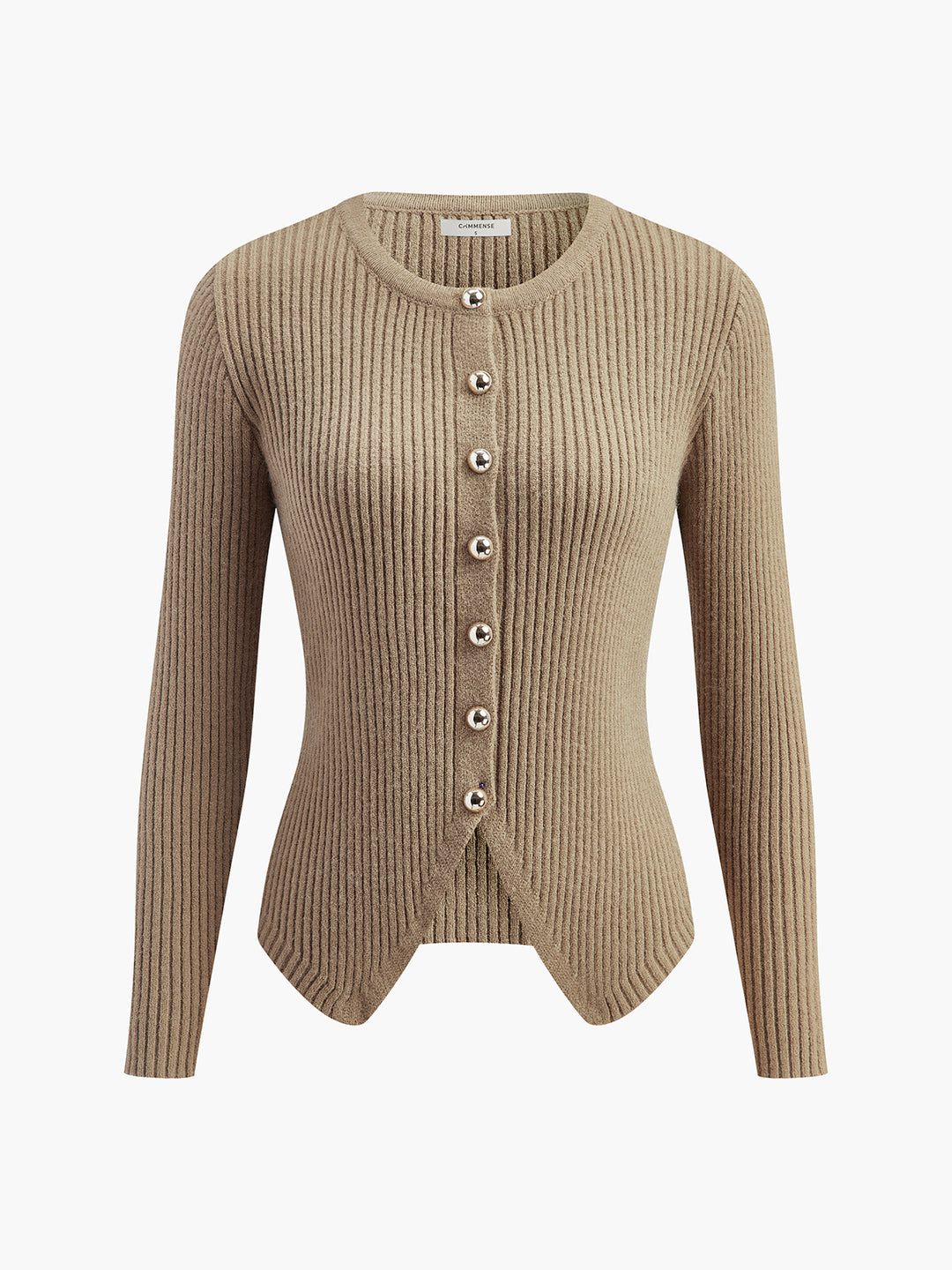 Ribbed cardigan with pearl buttons