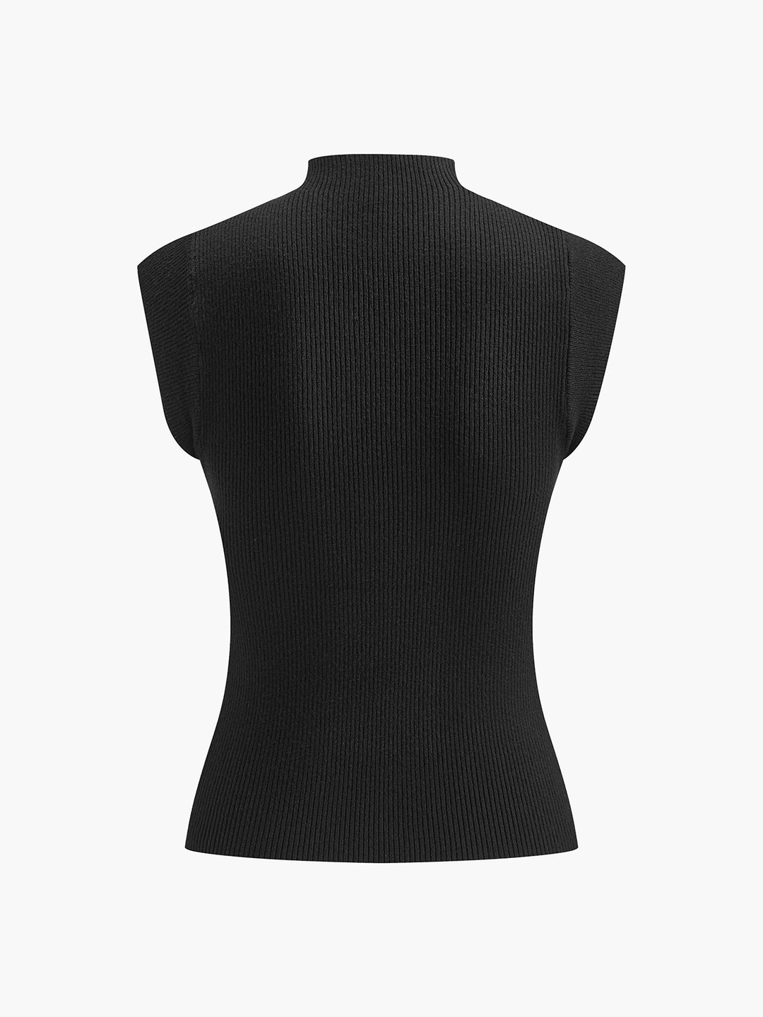Sleeveless ribbed top with fishnet details