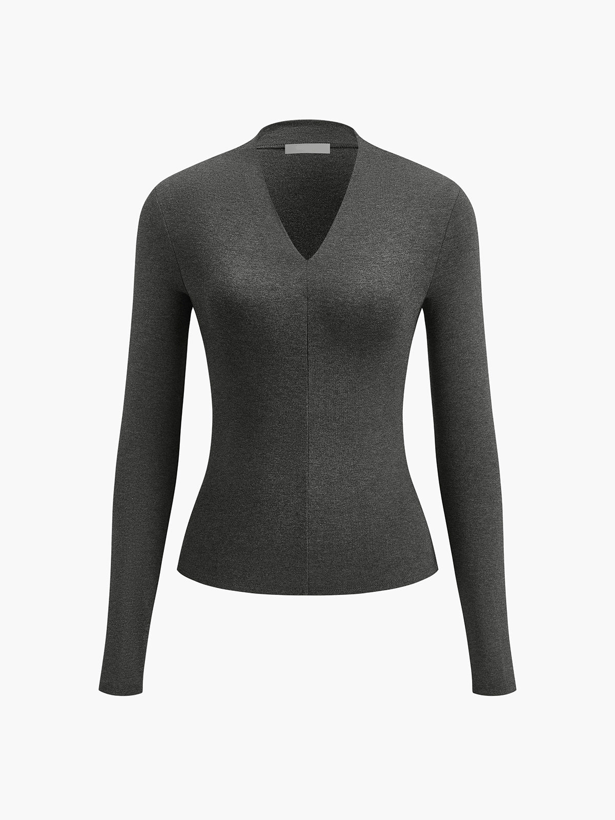 Long sleeve V-neck fitted top