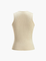 Fitted ribbed top with high neckline