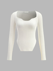 Strapless ribbed top with flared sleeves