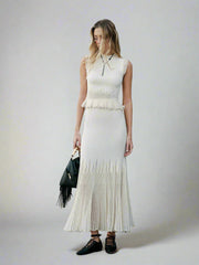 Luxurious pleated long skirt