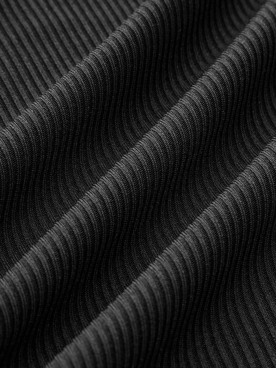 Black ribbed top with draped square neckline