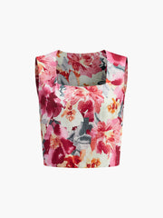 Floral print summer set with top and shorts