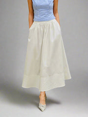 White flared long skirt