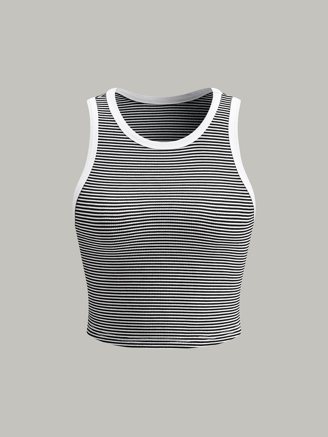 Black and white striped cropped tank top
