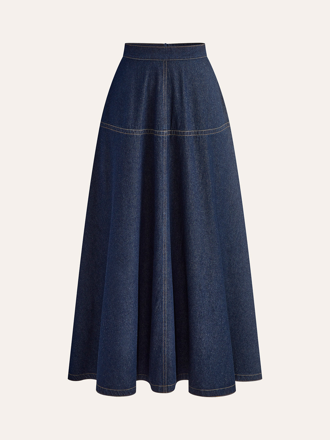 Long dark blue denim skirt