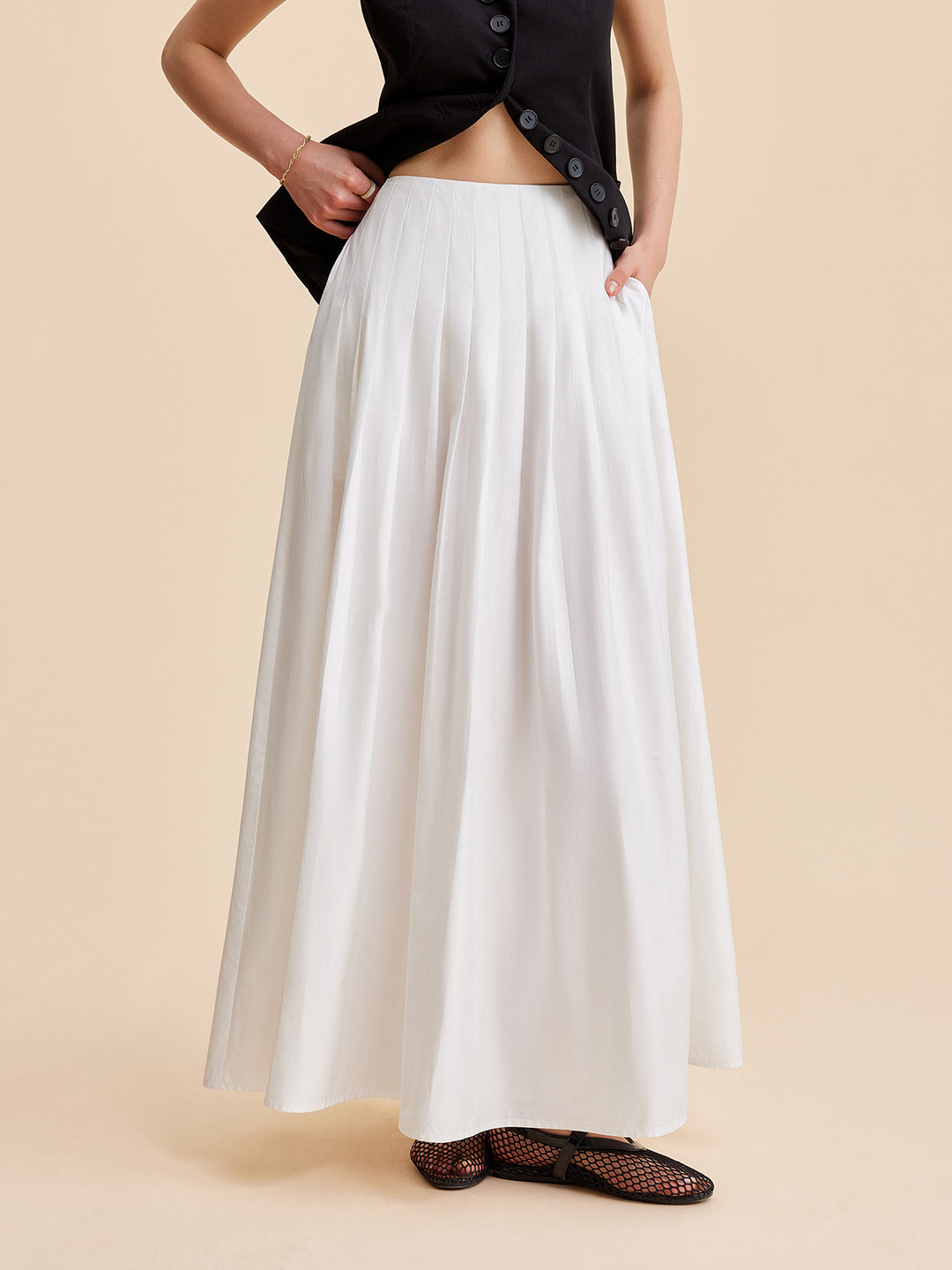 Long ivory grace skirt