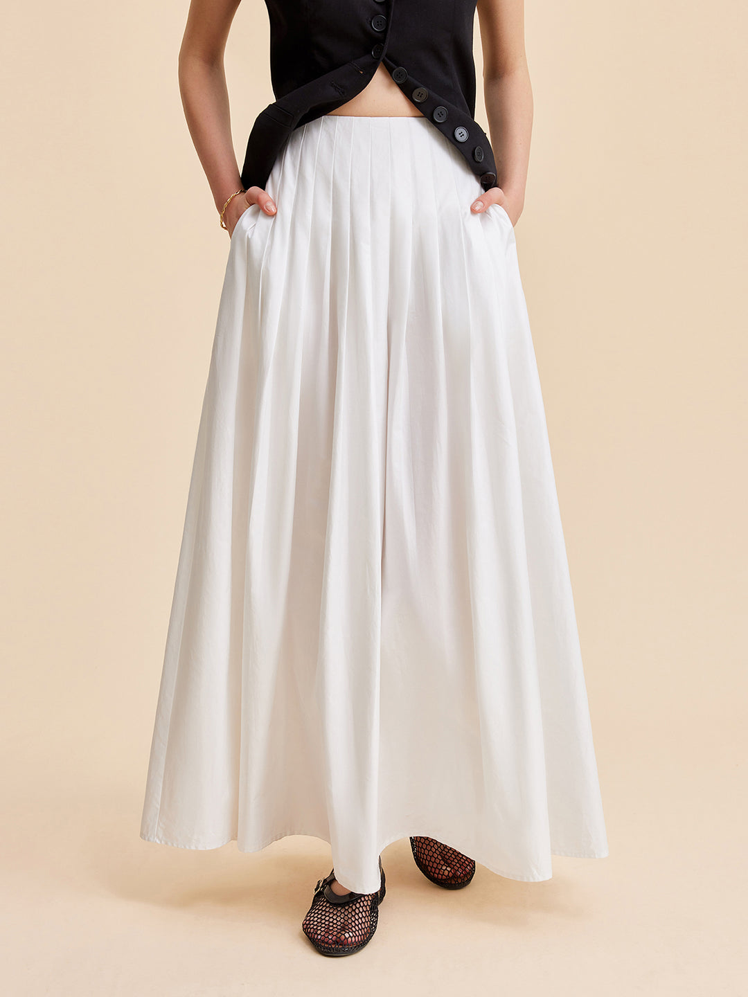 Long ivory grace skirt
