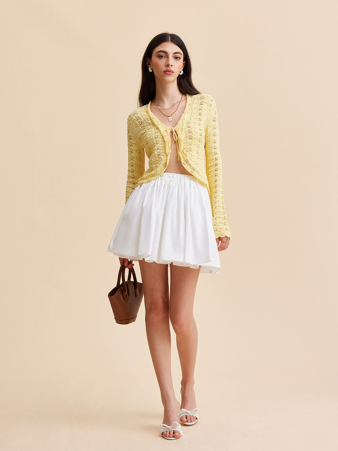 White flared mini skirt