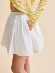White flared mini skirt
