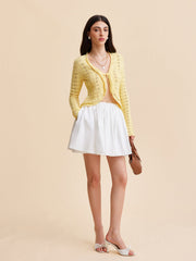 White flared mini skirt