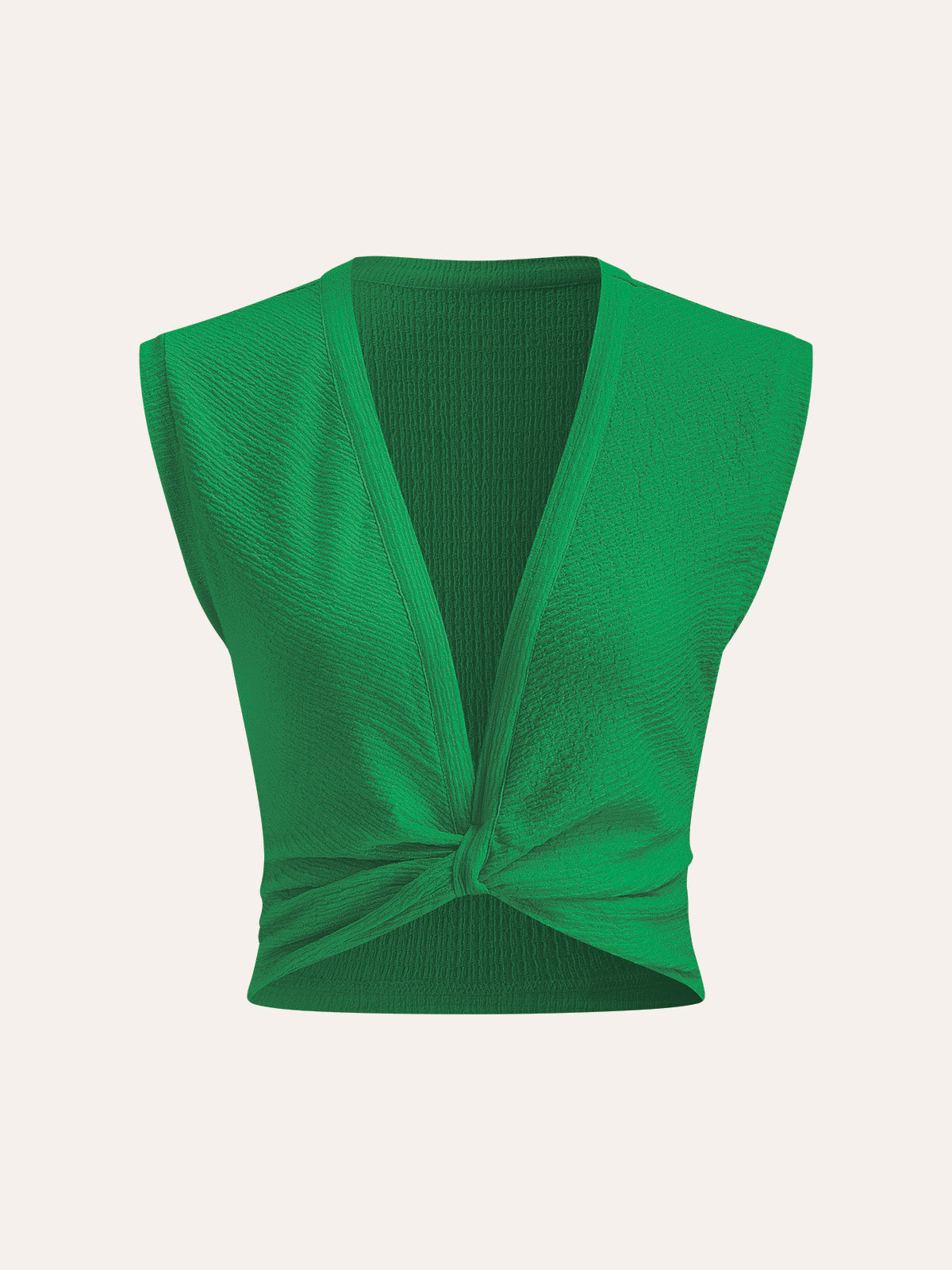 Sleeveless twisted top with structure