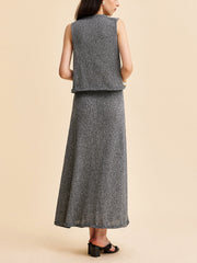 Gray set with sleeveless top and long skirt
