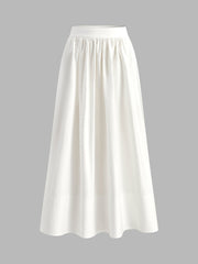 White flared long skirt