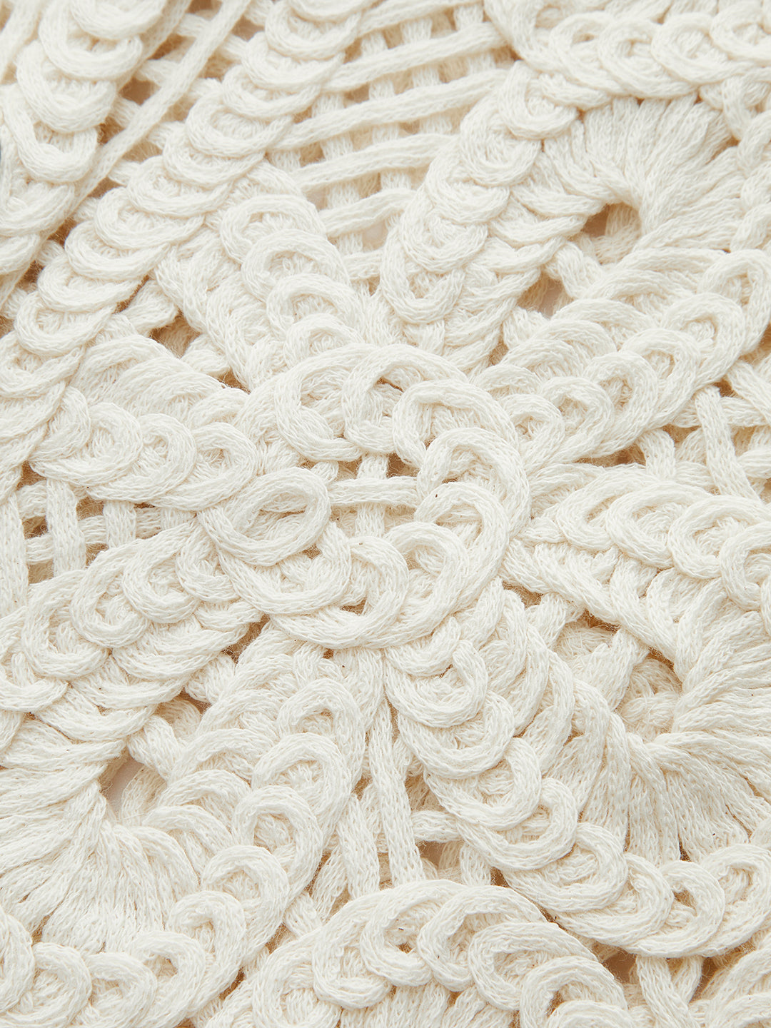 Cream-colored crochet cardigan with floral pattern