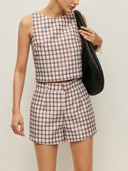 Plaid set with top and shorts