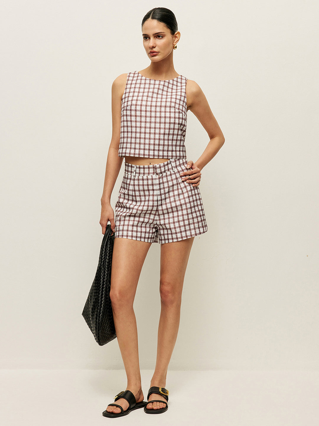 Plaid set with top and shorts