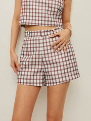 Plaid set with top and shorts