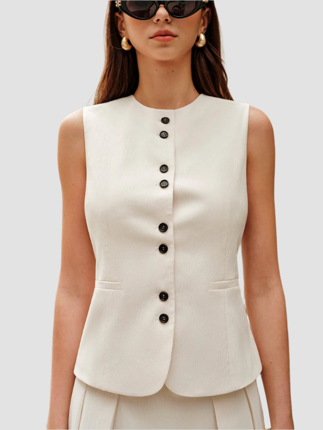 Cream cardigan and mini skirt set