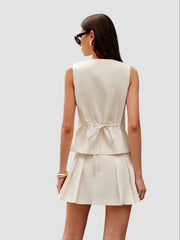 Cream cardigan and mini skirt set