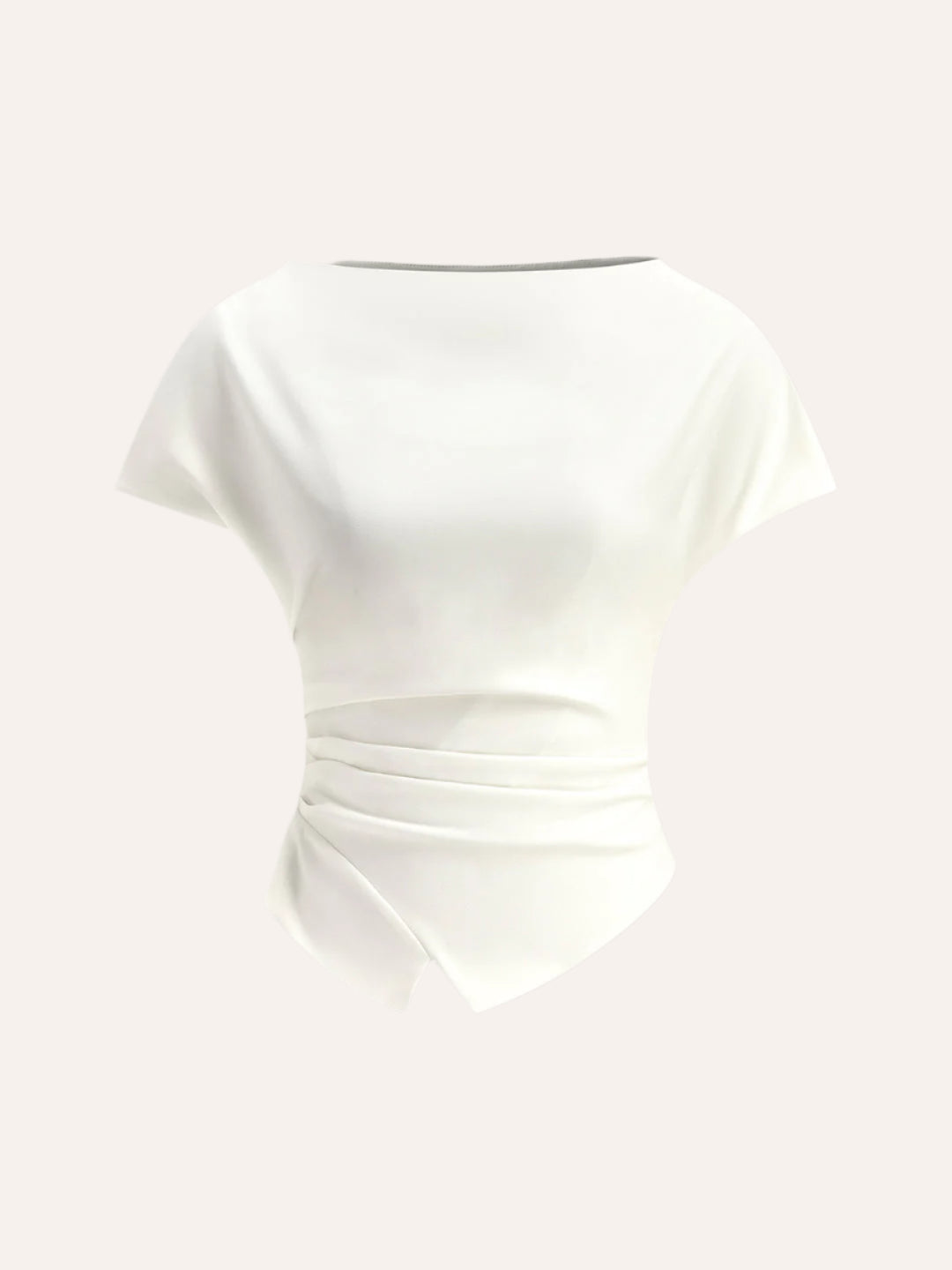 Draped top with asymmetrical hem