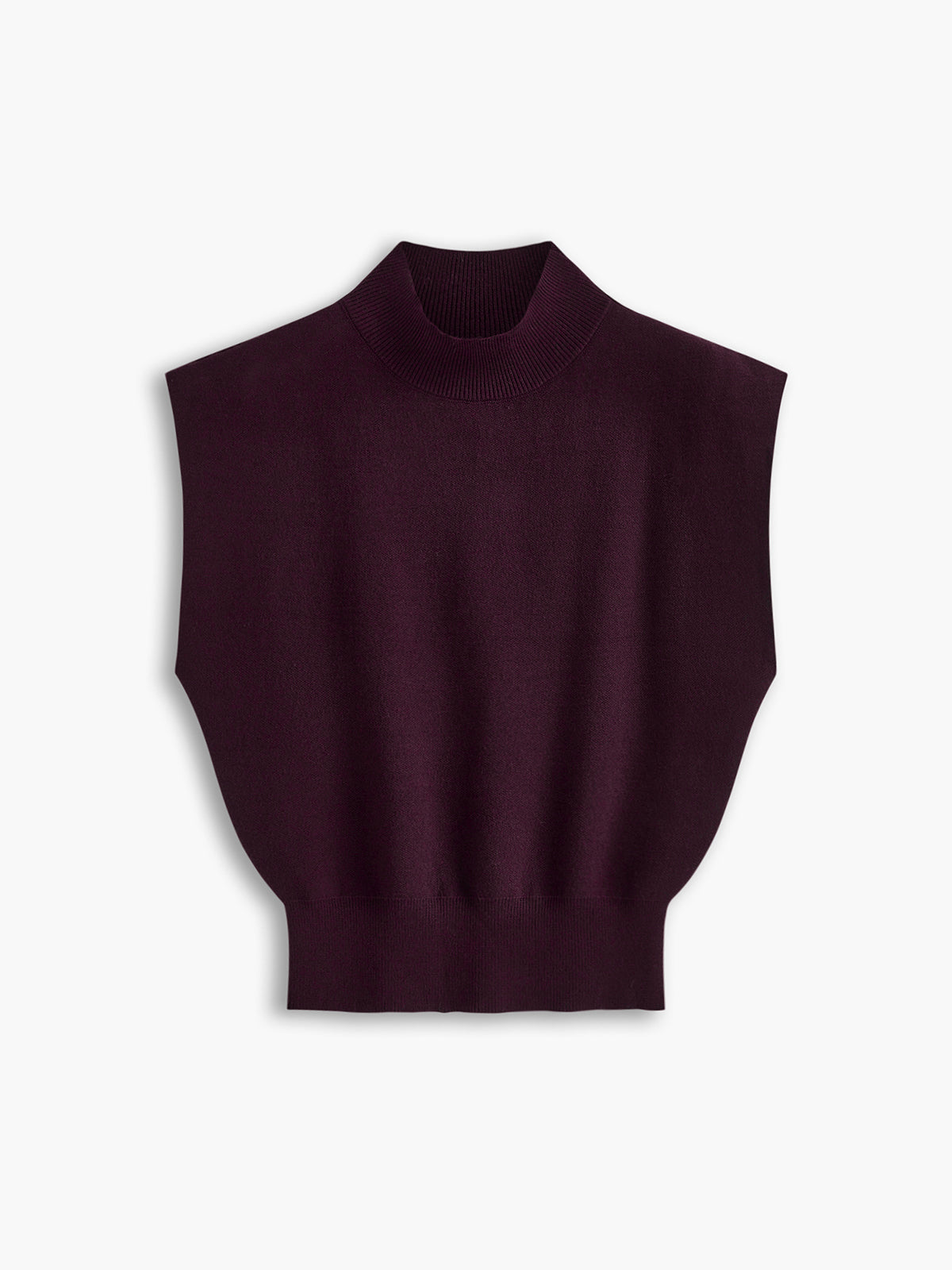 Short-sleeved knitted top with high neck