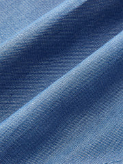 Blue denim ruffled backless top