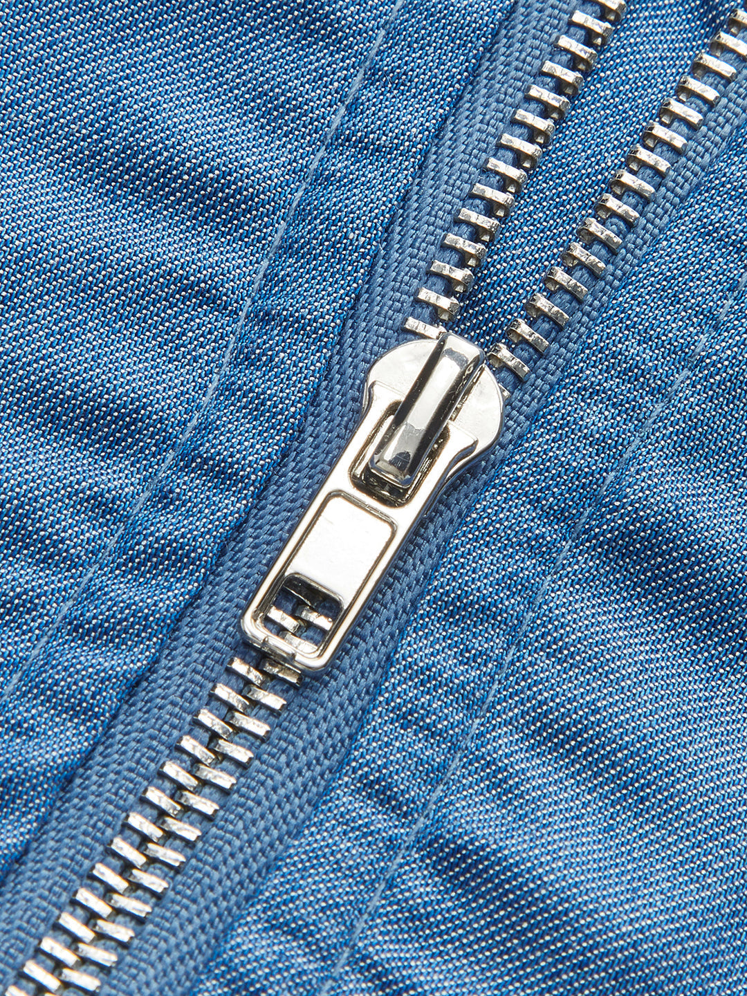 Blue denim ruffled backless top