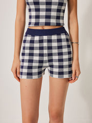 Blue and white checkered set