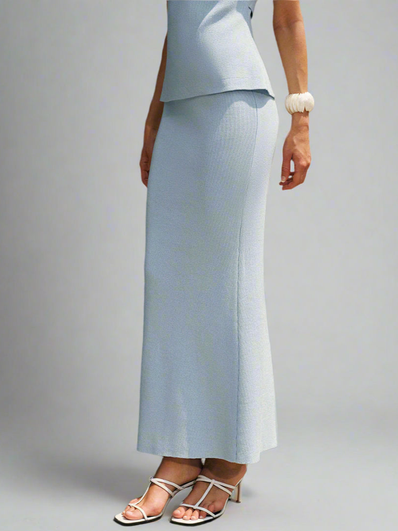 Elegant light blue long skirt
