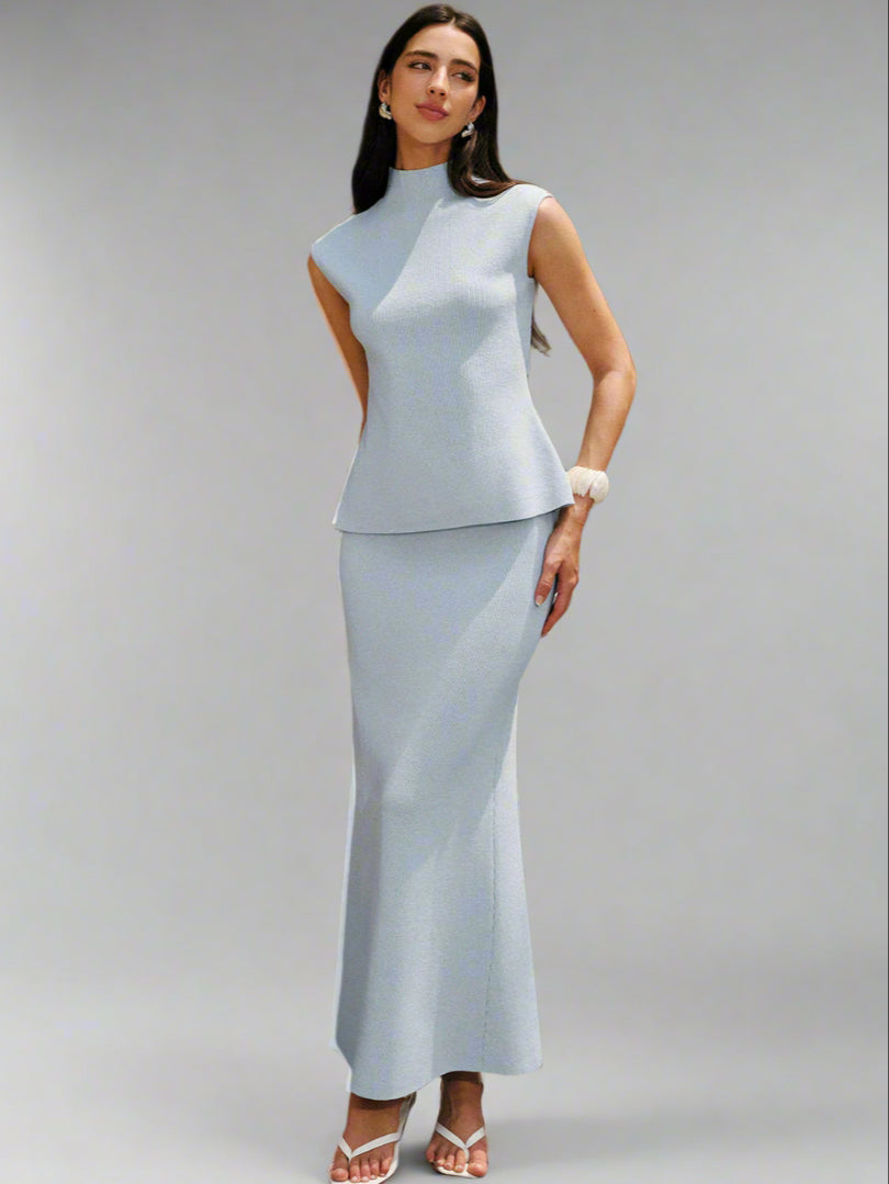 Elegant light blue long skirt