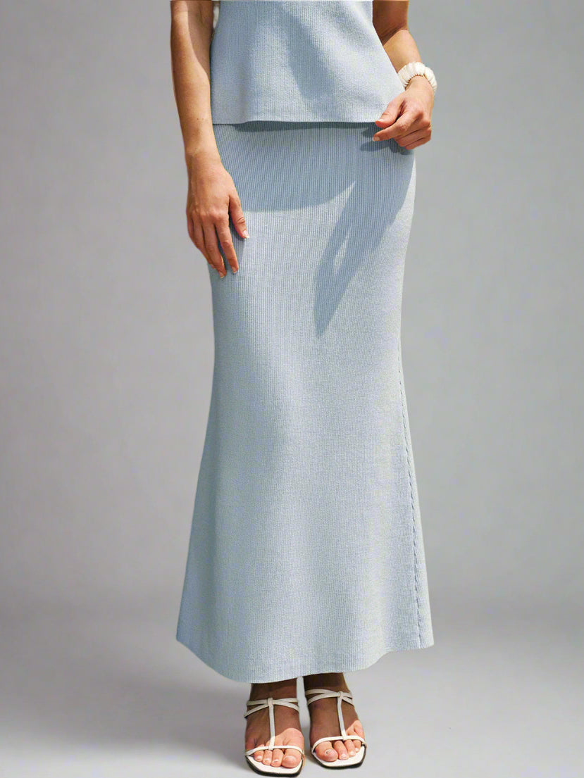 Elegant light blue long skirt