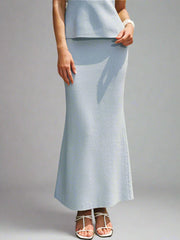 Elegant light blue long skirt