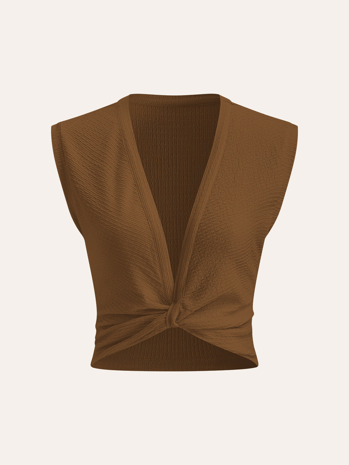 Sleeveless twisted top with structure