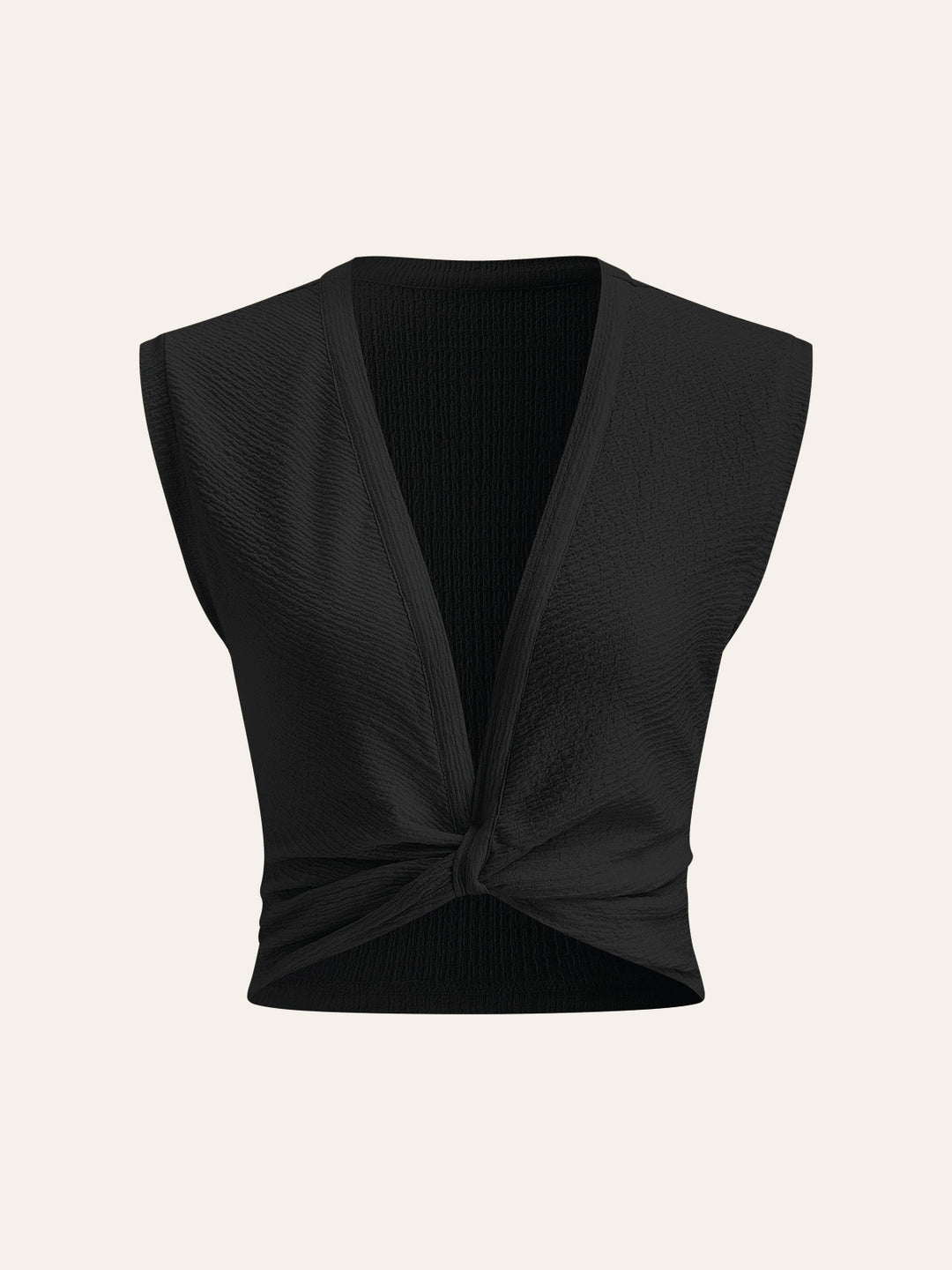 Sleeveless twisted top with structure