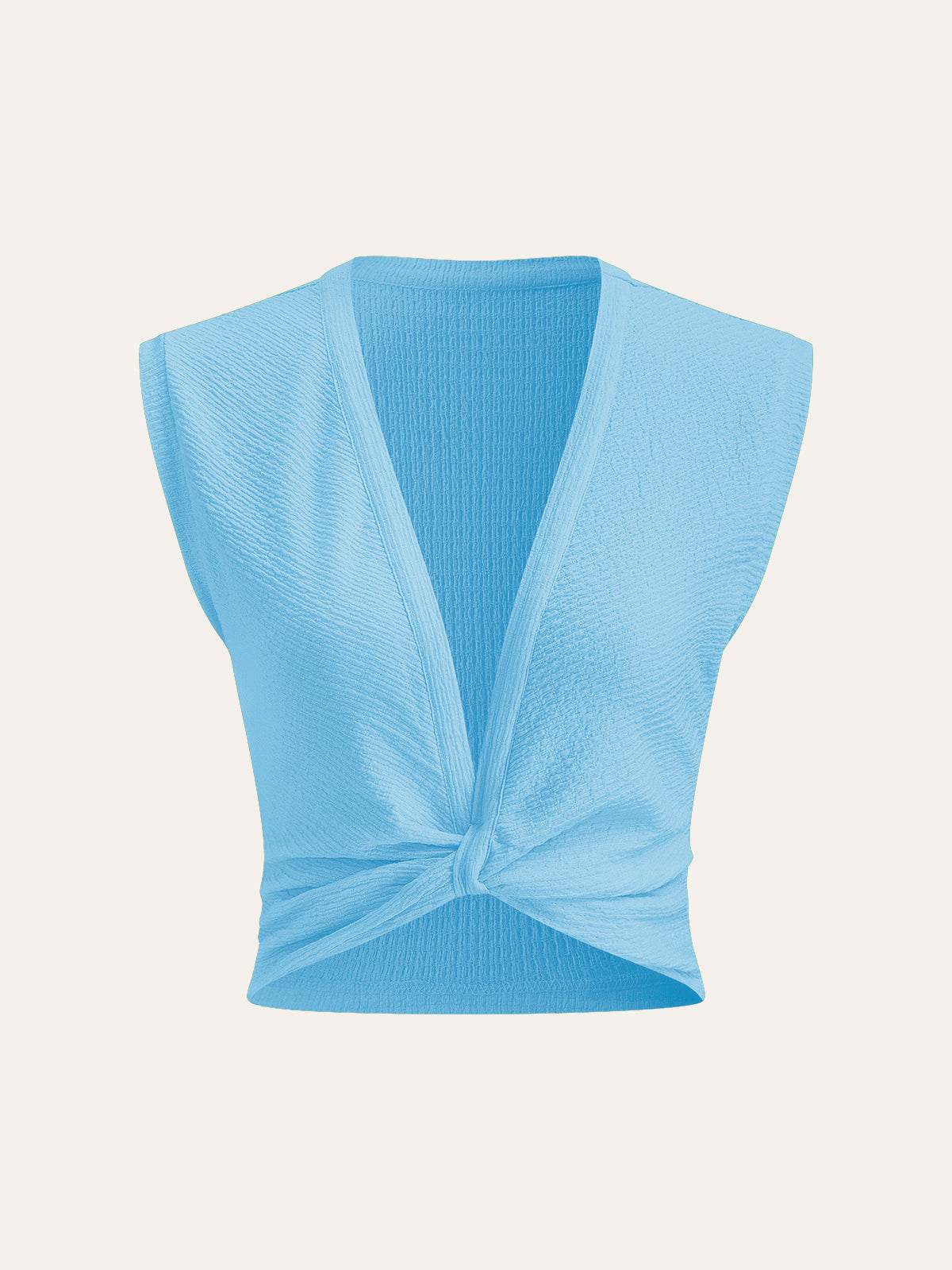 Sleeveless twisted top with structure