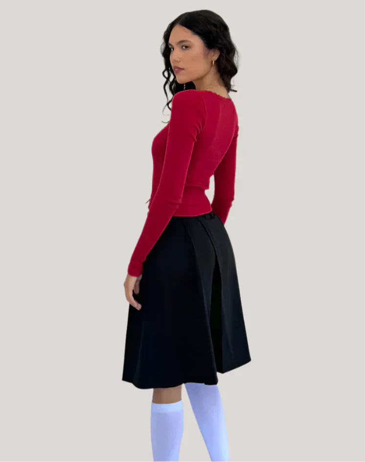 Randig smal topp med långa ärmar