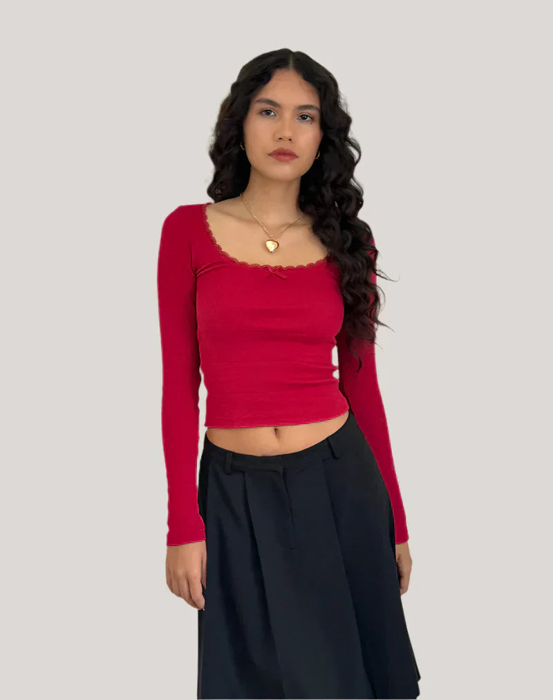 Randig smal topp med långa ärmar