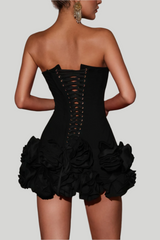Strapless mini dress with ruffled skirt