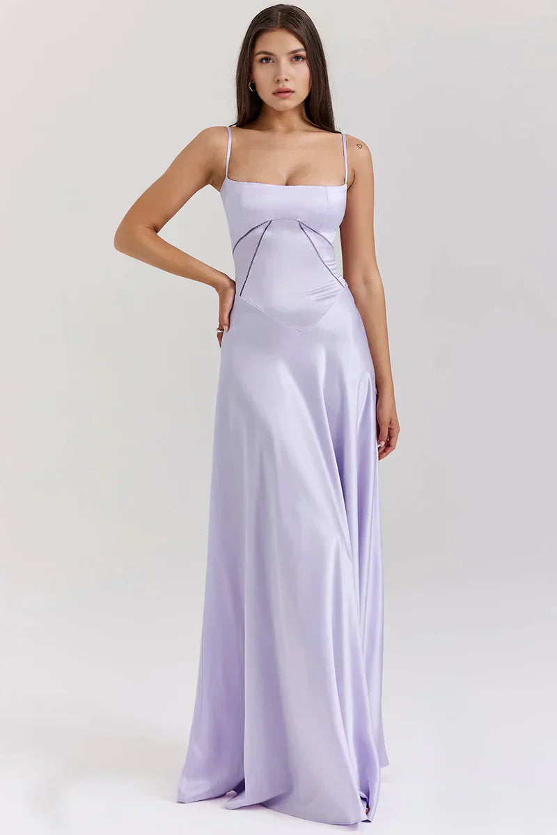 Spaghetti strap satin maxi dress