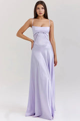Spaghetti strap satin maxi dress