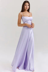 Spaghetti strap satin maxi dress