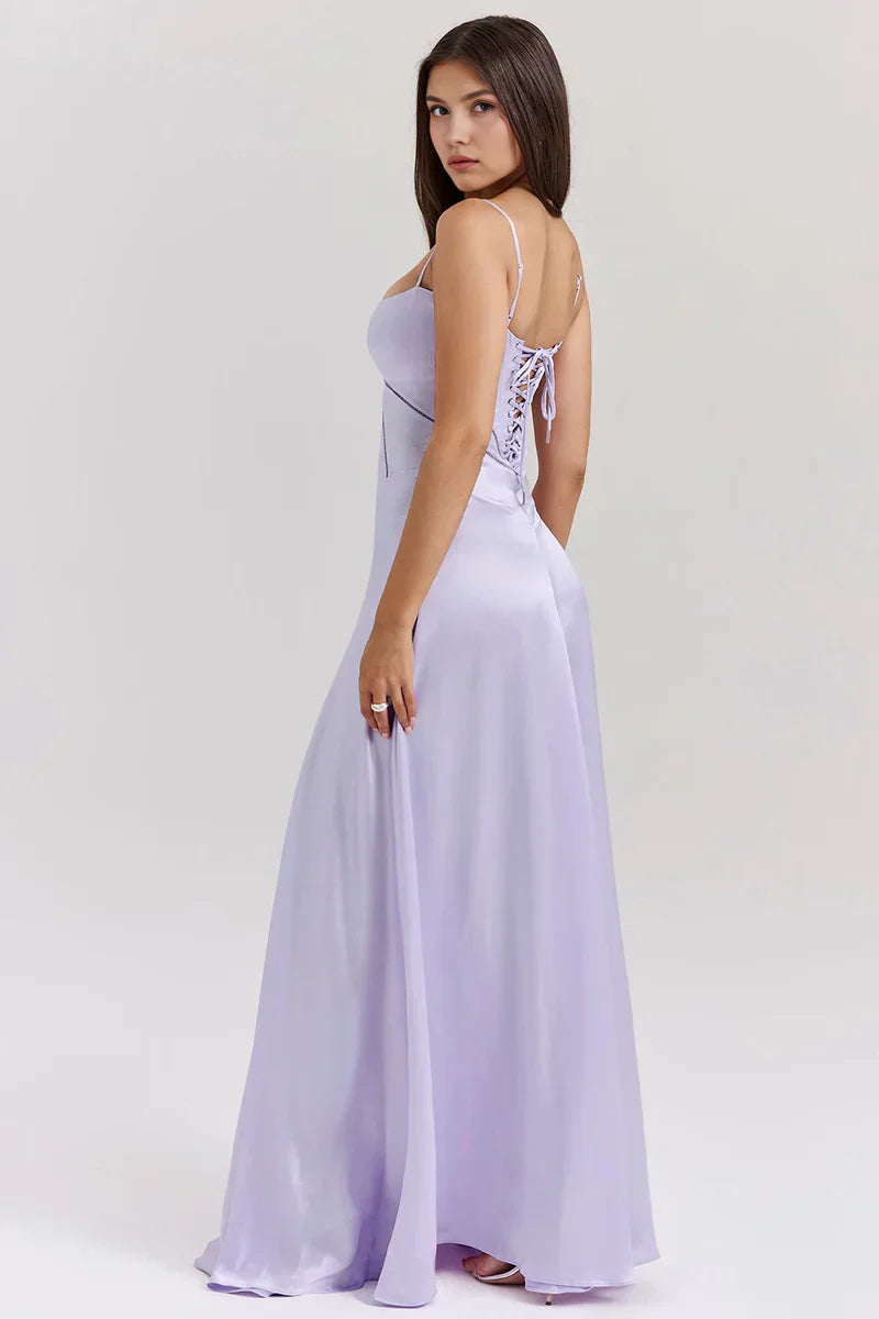 Spaghetti strap satin maxi dress