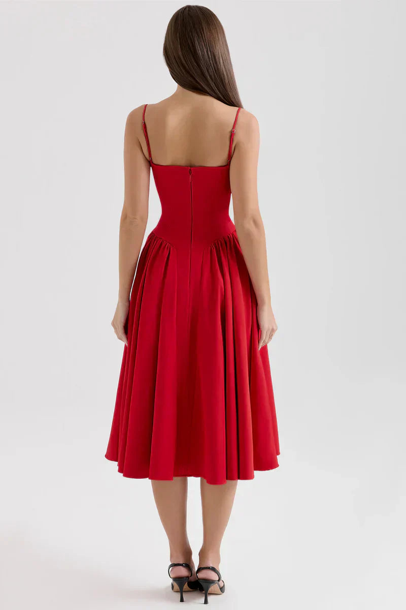 Spaghetti Strap Corset Midi Dress